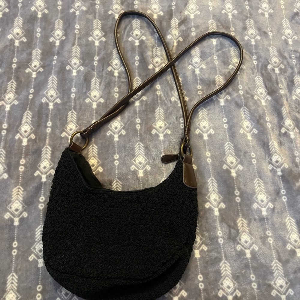 Coldwater Creek Black Crochet Shoulder Bag